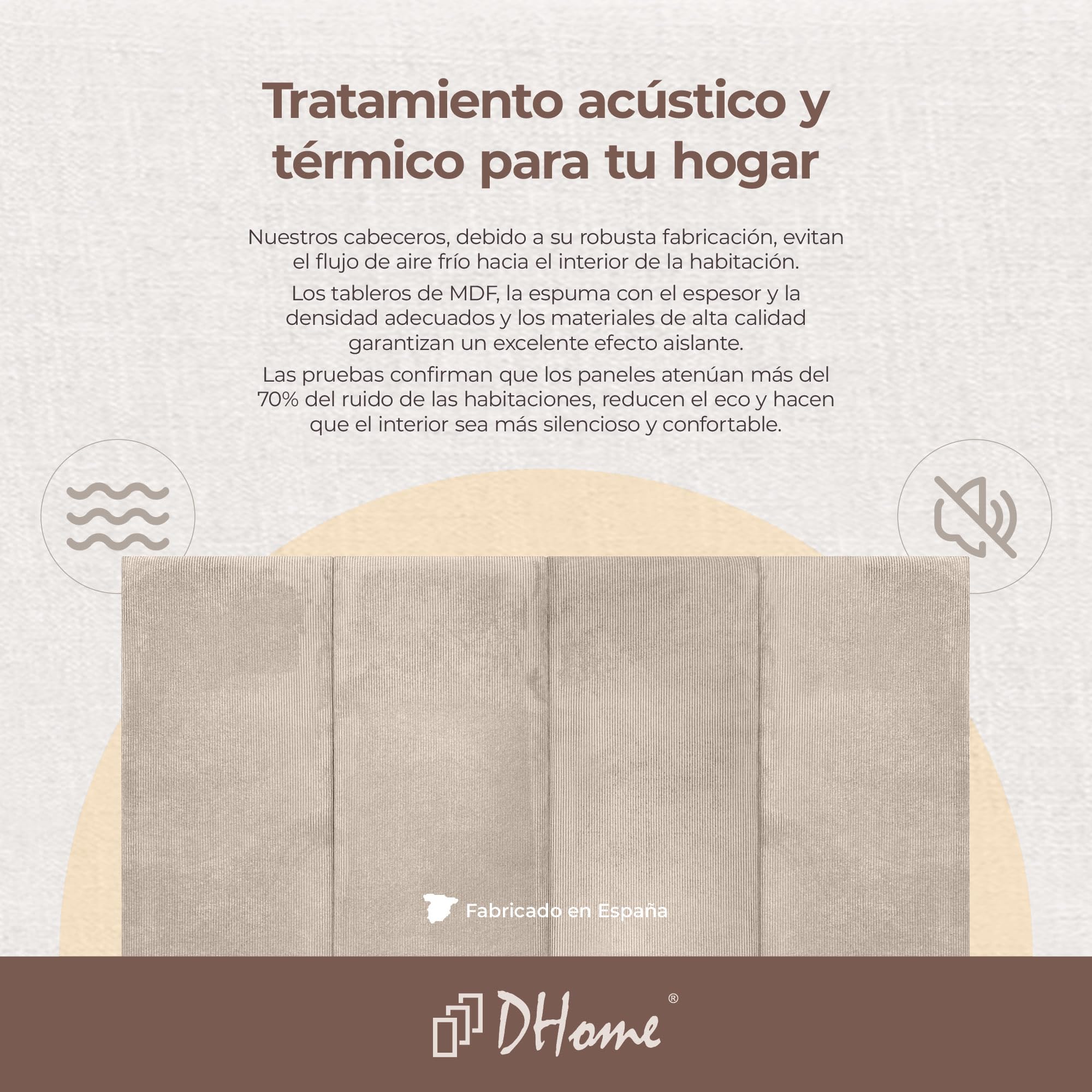 DHOME Cabecero Tapizado Pana Premium Antimanchas Diseño Modular Vertical Autoadhesivo Cabezal Cama Dormitorio Acolchado (Beige, 160cm, Altura 80cm, x4)