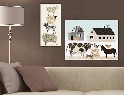 Miniatura 5 de Stupell Industries The Stupell Home Décor Collection - Divertidos animales de granja de ovejas y cabras apilados, lienzo, 10 x 1.5 x 24 pulgadas,