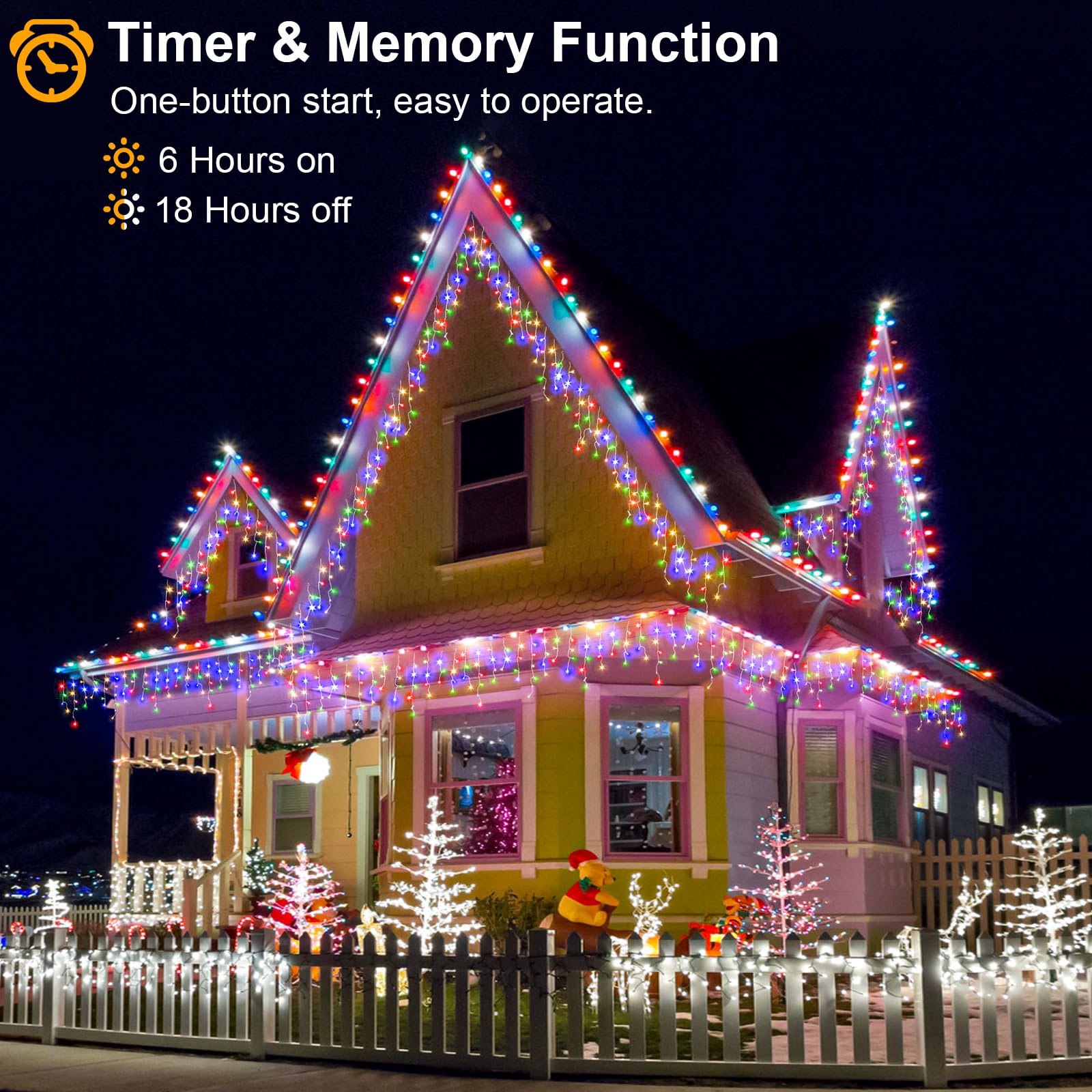 Einiiya Icicle Christmas Lights Outdoor - 99FT 1216 LED