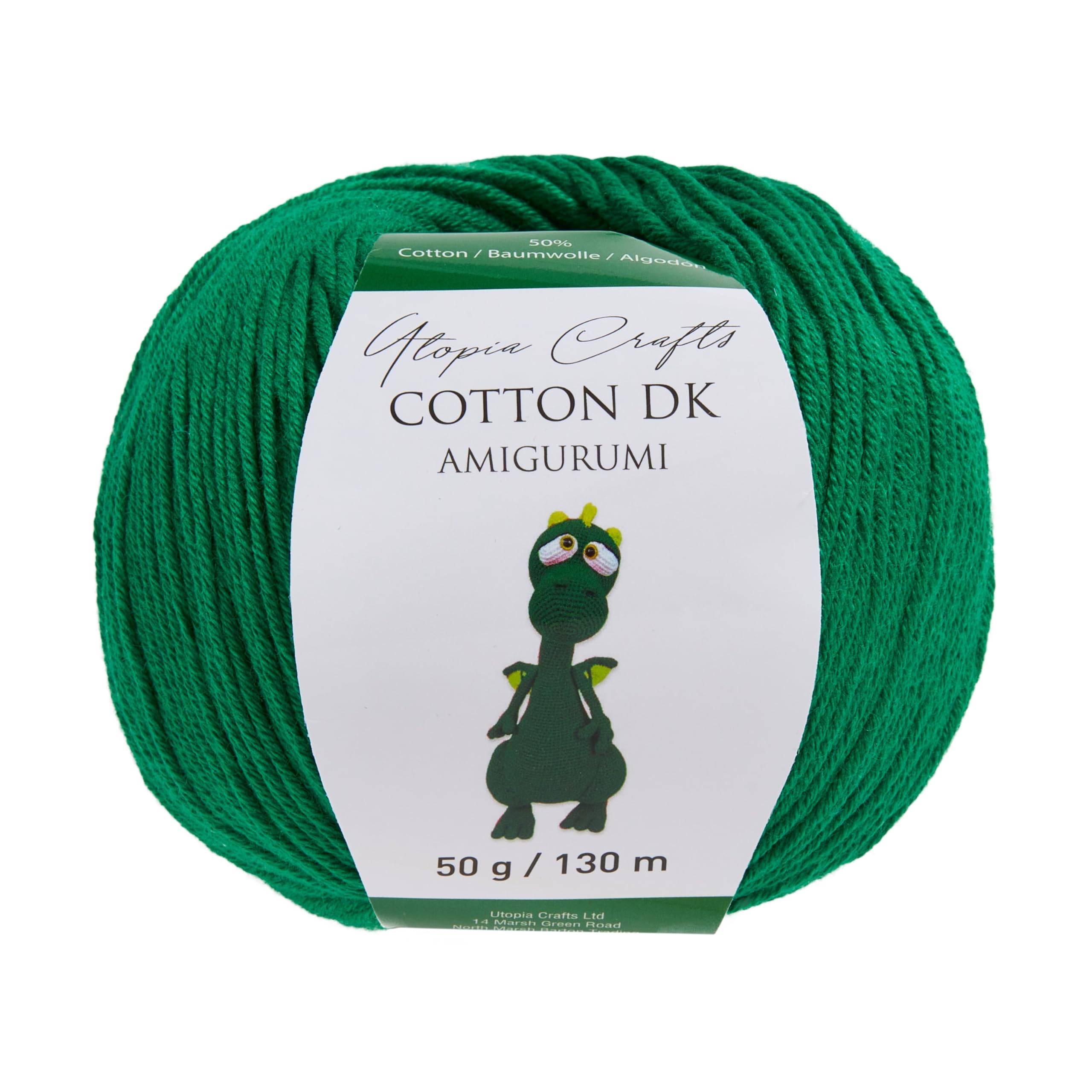 Utopia Crafts Amigurumi Cotton DK Yarn for Crochet and Knitting 50% Cotton, 50% Acrylic Blended, 50g (Dark Green)