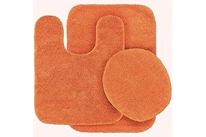 Linen Plus 3pc Solid Non Slip Soft 70's Bathroom Decor Bath Rug Set