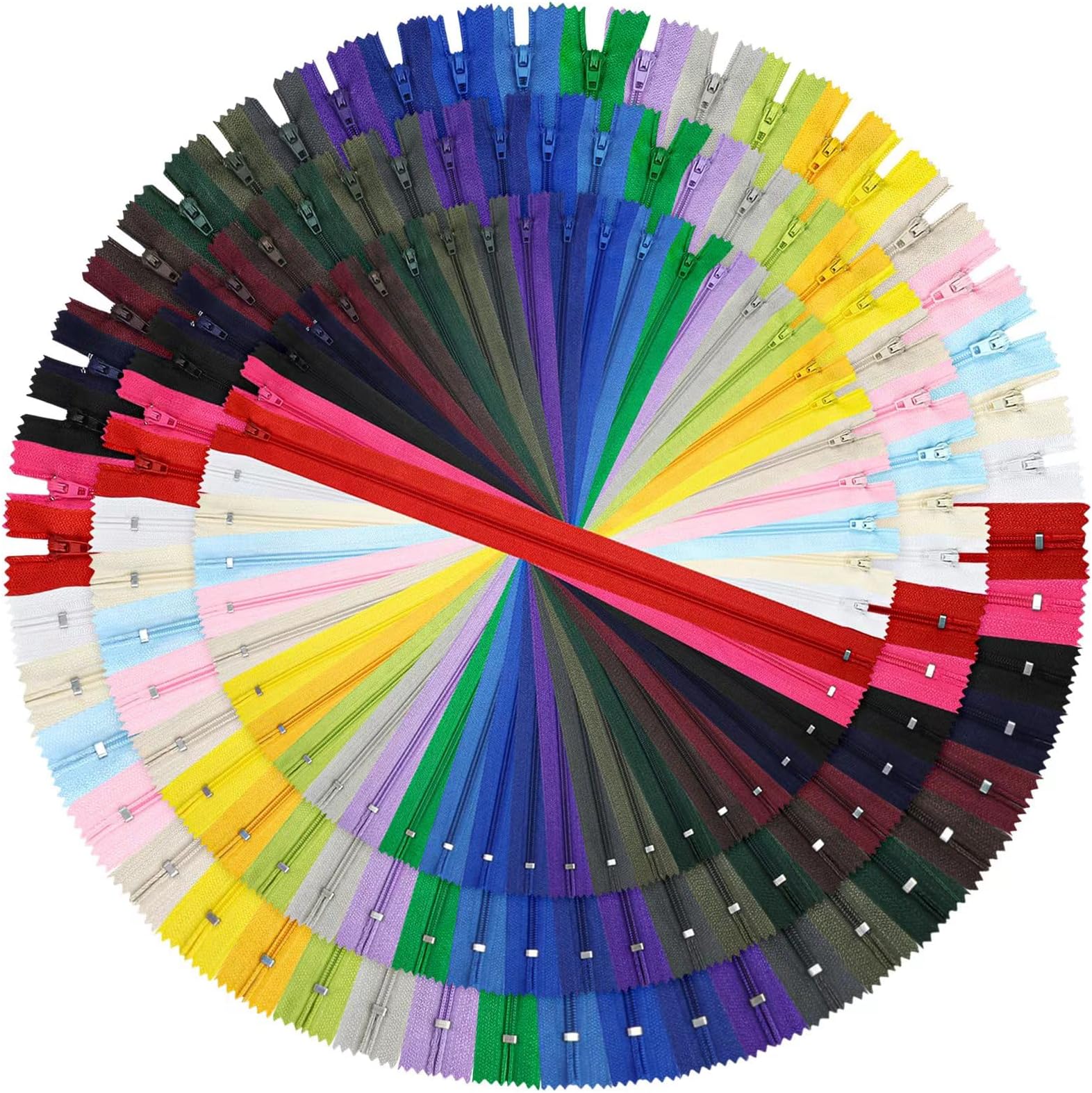 20cm/8 Inch 30cm/12Inch 40cm/16Inch Multicolor Nylon Coil Zippers for Sewing and Crafts 24 Colors, 72PCS (DT1045)