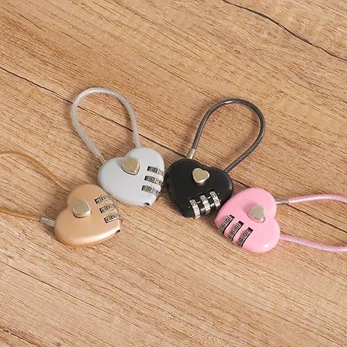 Miniatura 3 de Candado de metal pequeño con forma de corazón, 4 unidades, mini candado de código para caja de almacenamiento de joyas, libro diario, mezcla
