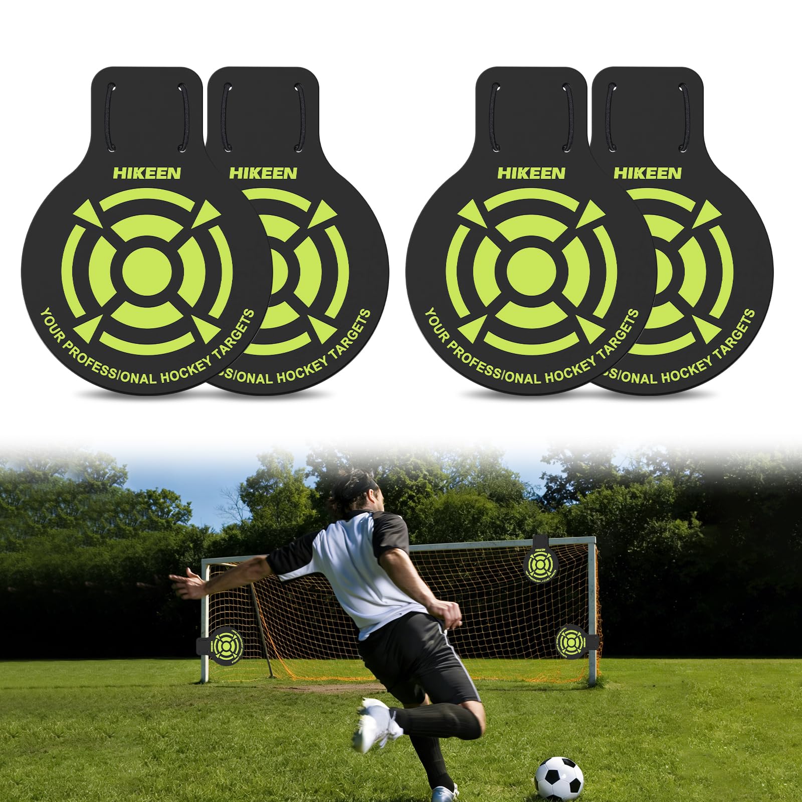 Hikeen Pacco da 4 Cesti da Tiro per Calcio, Bersaglio di Precisione Rimovibile da Appendere a Porta da Calcio, Rete o Porta Portatile, Bersaglio in PVC 5mm per Esercizi di Tiro