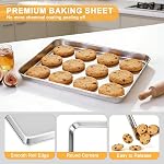 Onader Ensemble de feuilles de cuisson 2, 9 x 13 Poêles de trimestre en acier inoxydable de pouce pour le four, plateau de four à biscuits en métal, non toxique & Santé, service lourd & Lave-vaisselle sans danger