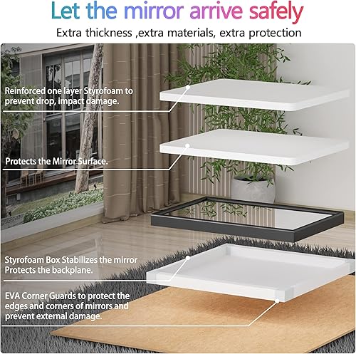 Miniatura 7 de Espejos de baño de 40 x 30 pulgadas para pared, espejo de baño negro, espejo de pared para baño con marco de metal de aleación de aluminio