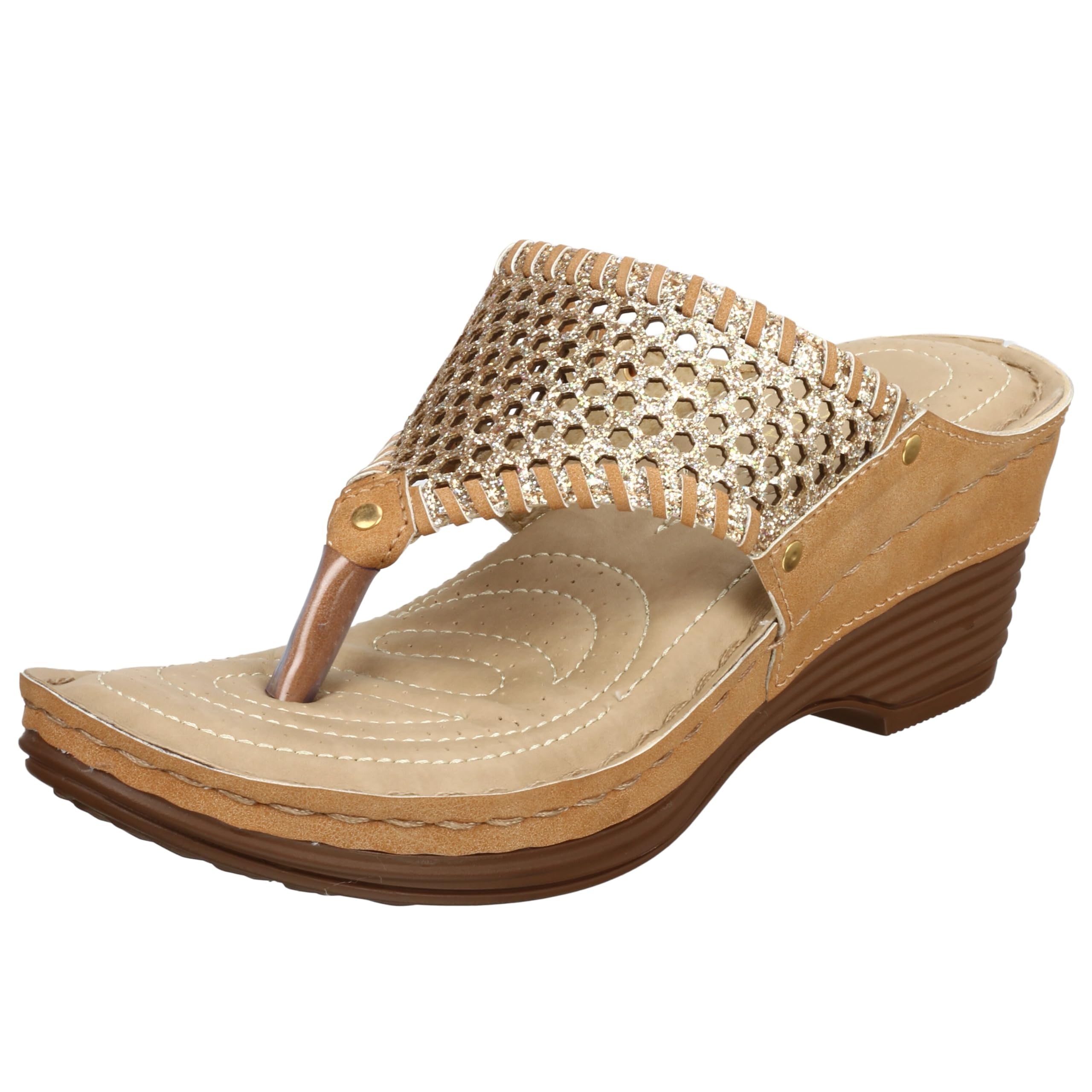 XE Looks Doctor Sole Comfortable Gold Wedges for Women 2.5 Inch Heel (B08L8TTYR3) Amazon Price History, Amazon Price Tracker