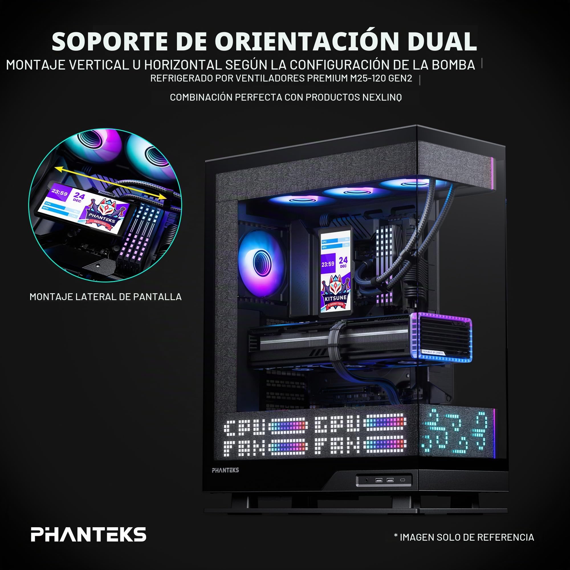 Phanteks Glacier One 360m25 Lcd Processore Raffreddatore Di Liquidi Tutto In Uno 12 Cm Nero 1 Pz (phanteks Glacier One 360 M25 Lcd Black Rgb All In O