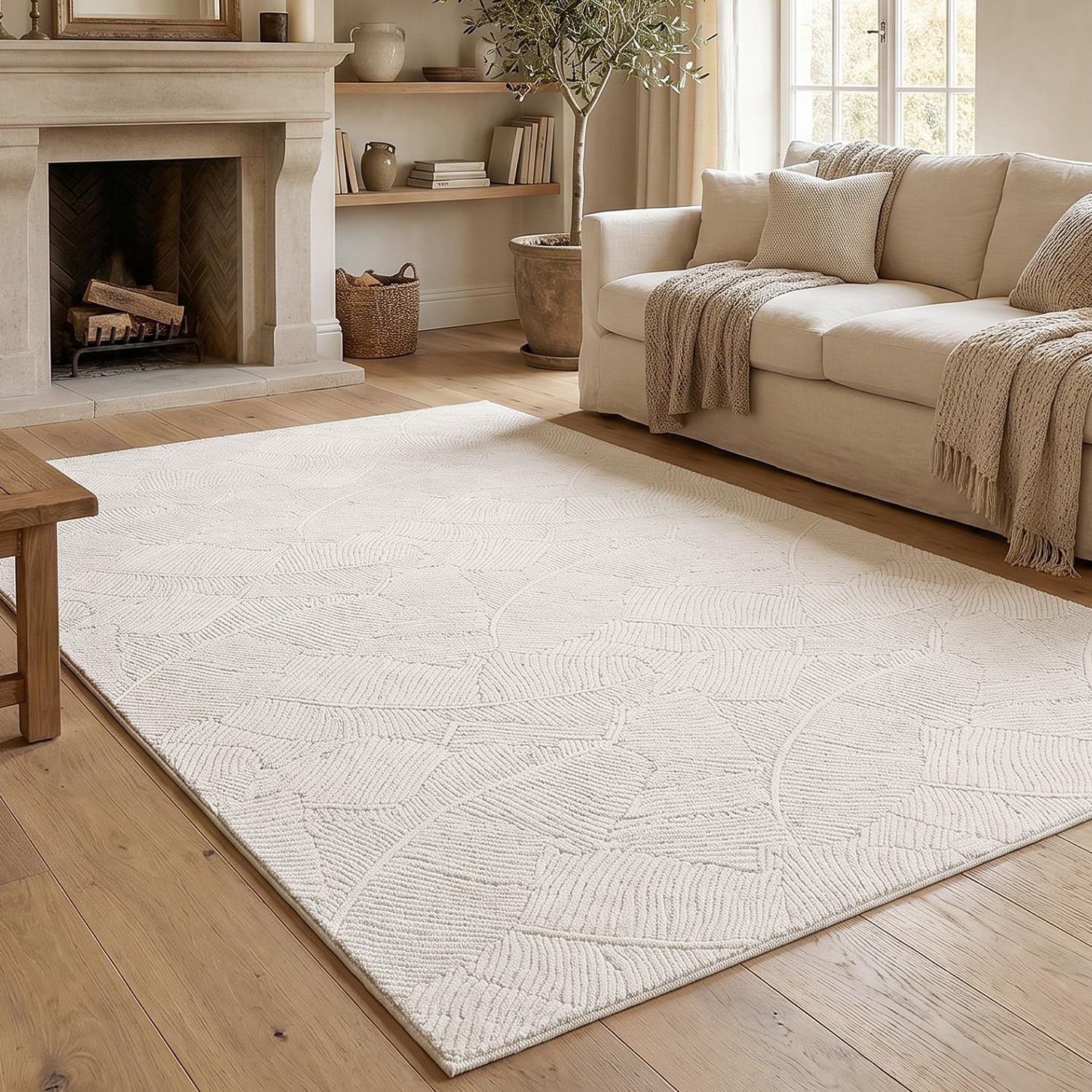 Enyhom Tappeto Salotto Beige Pelo Corto 160 x 230 cm, Classico Tappeto Soggiorno Antiscivolo Morbido Tappeti Salotto Grande Tappeto Lavabile per Soggiorno, Camera da Letto