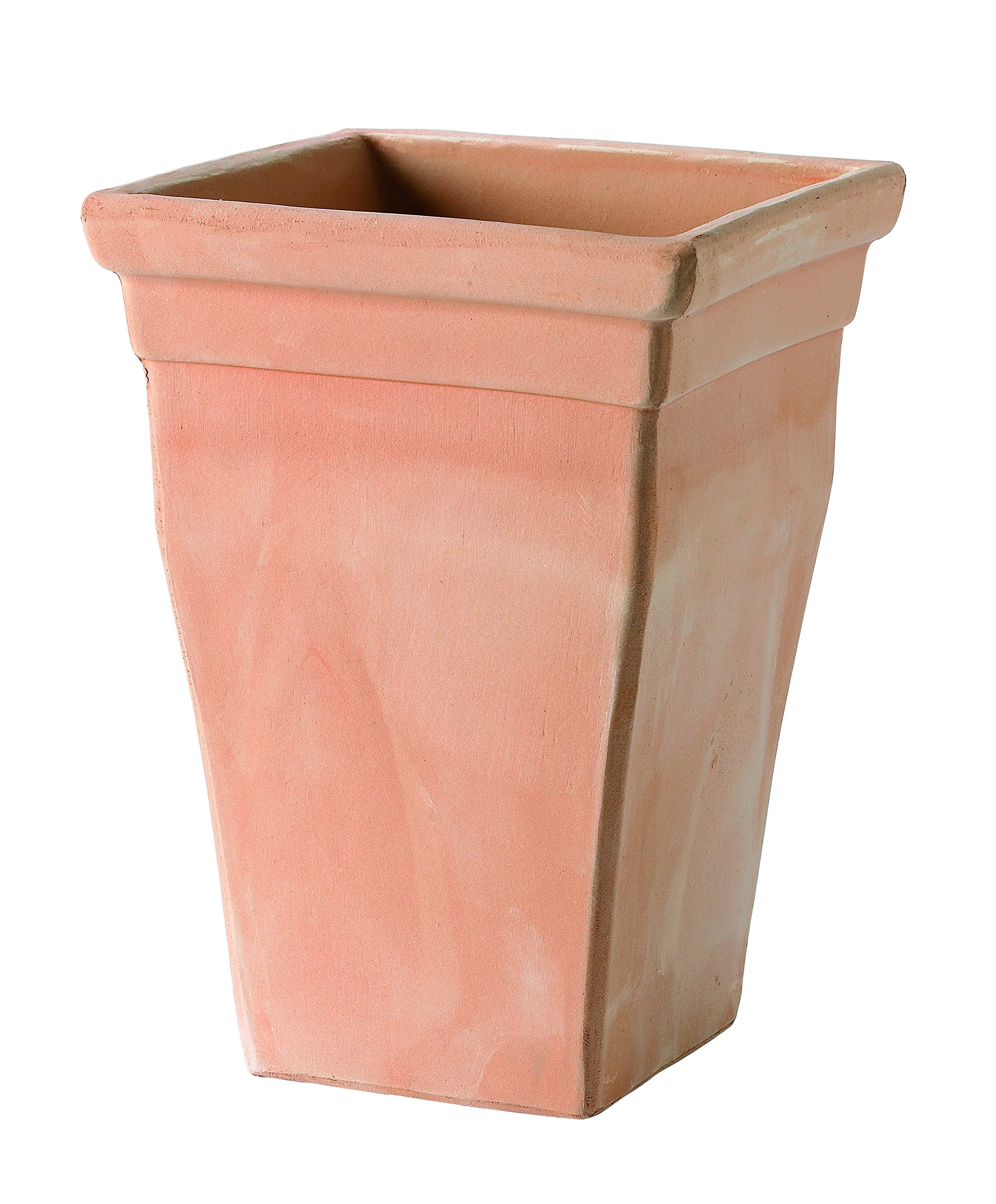 Generico Vaso in Terracotta Quadrato Fatto a Mano con Sottovaso in Terracotta, Fioriera Altezza 30 cm, Lato 22 x 22 cm, Cotto Naturale Coccio Ceramica