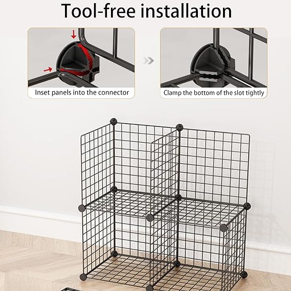 40PCS Cube Connectors Plastic Storage Wire Cube Connectors ABS Connectors Organizer for Modular Closet Storage Organizer, Wire Shelving, Wardrobe, Shoe Rack Clips, Pet Carrier, Black