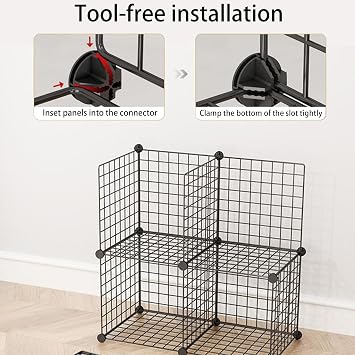 40PCS Cube Connectors Plastic Storage Wire Cube Connectors ABS Connectors Organizer for Modular Closet Storage Organizer, Wire Shelving, Wardrobe, Shoe Rack Clips, Pet Carrier, Black