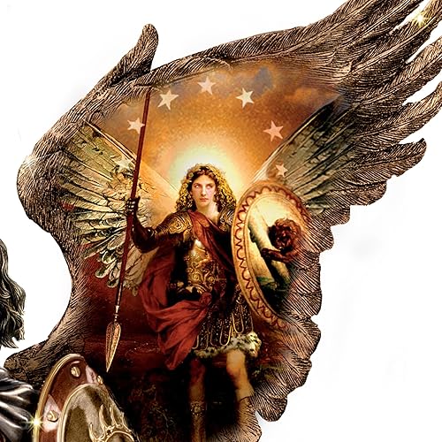 Miniatura 3 de The Bradford Exchange Colección de esculturas Arcángeles de bronce claro, inspirada en el renacimiento, fundida a mano, pintada a mano, edición