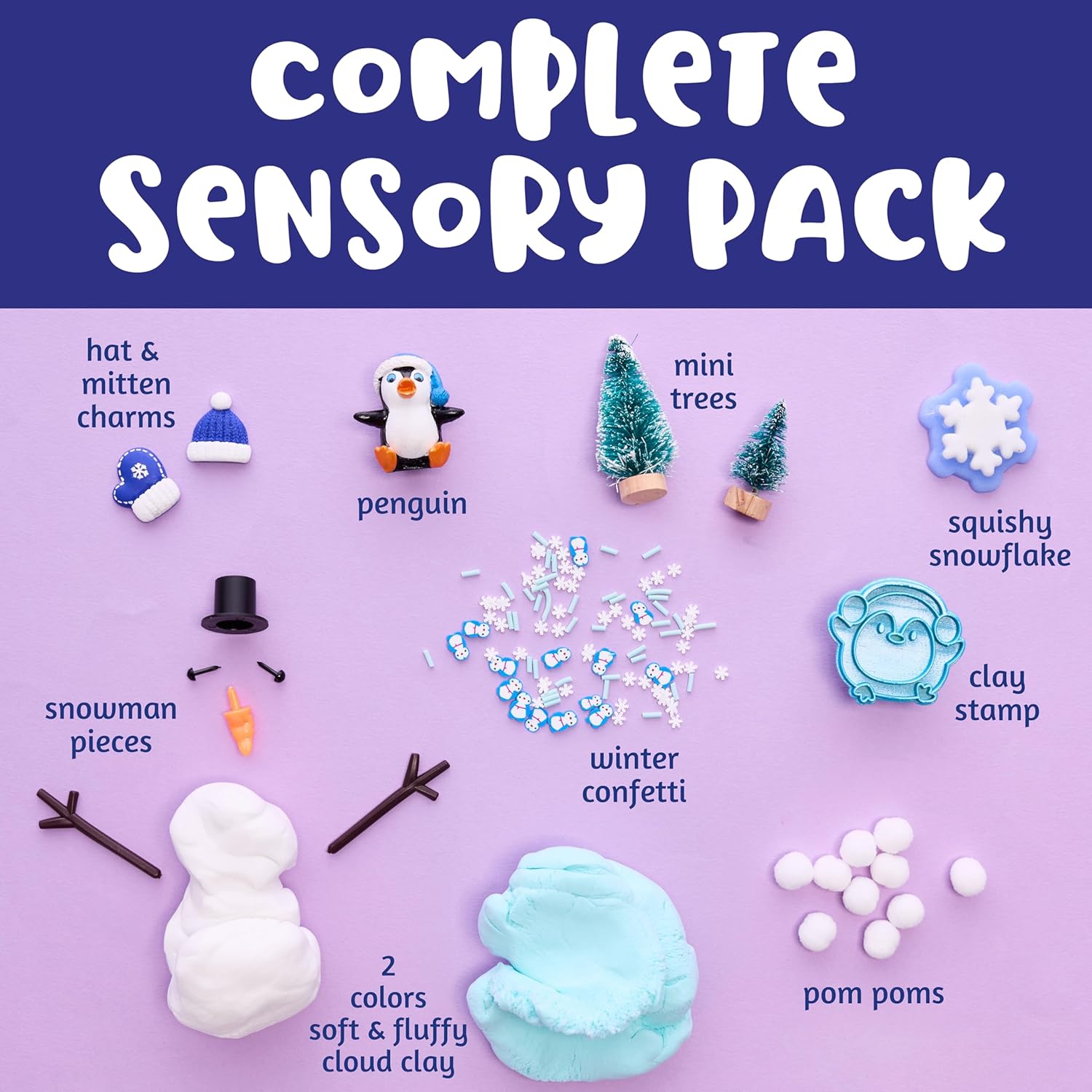 Creativity for Kids Sensory Pack: Winter - Toddler Christmas Crafts | Holiday Crafts for Kids| Sensory Toys for Toddlers, Travel Toys and Stocking Stuffers for Kids (Ages 3+)