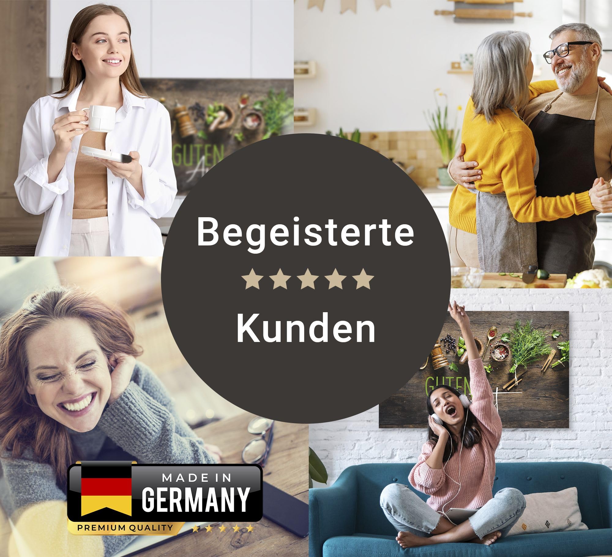 timalo Küchenbild aus Acrylglas modernes Wandbild Glasbild Deko Küche XXL Acryl-Bild wie Glas | 100x50cm Kräuter& Gewürze auf rustikalem Holztisch, Guten Appetit