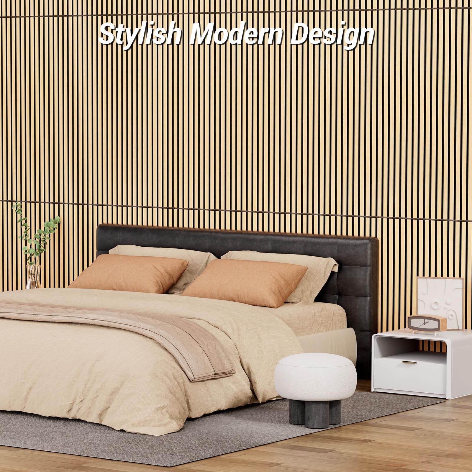 Tonor 4-Pack Akustyczne Fornirowe Panele Ścienne, 120 * 60 * 1.8 cm 3D Samoprzylepny Panel Ścienny, Dwuwarstwowe Płytki Dźwiękoszczelne, Dekoracyjna Dźwiękoszczelna Bariera Akustyczna, BurlyWood