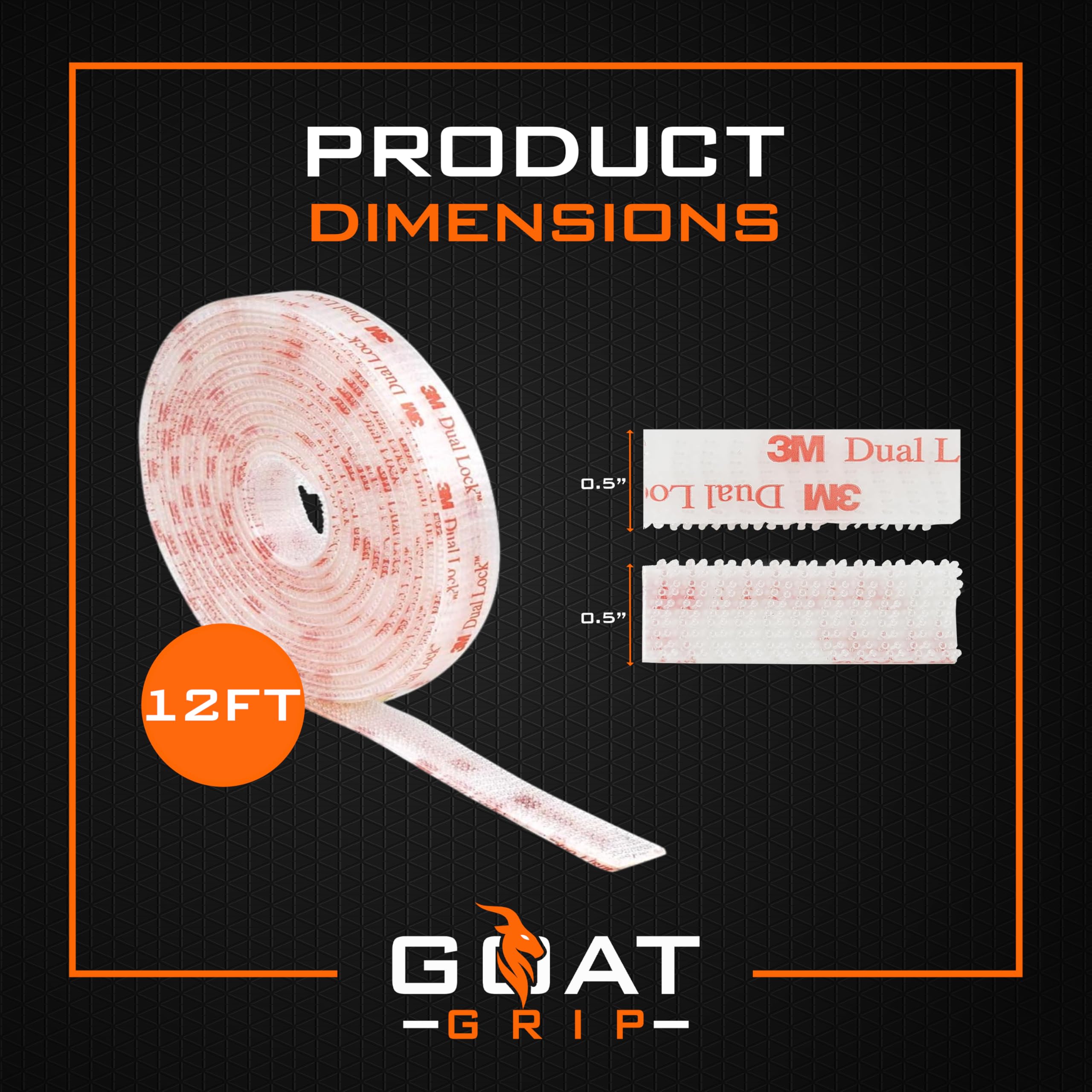 GOAT GRIP Alcohol Prep Pads & SJ3560 Dual Lock Tape Roll | 100 Individually Wrapped Alcohol Wipes & 12ft x 1/2 in Re-closable Adhesive Mounting Tape | Perfect for Mounting Strips & EZ Pass Adhesion