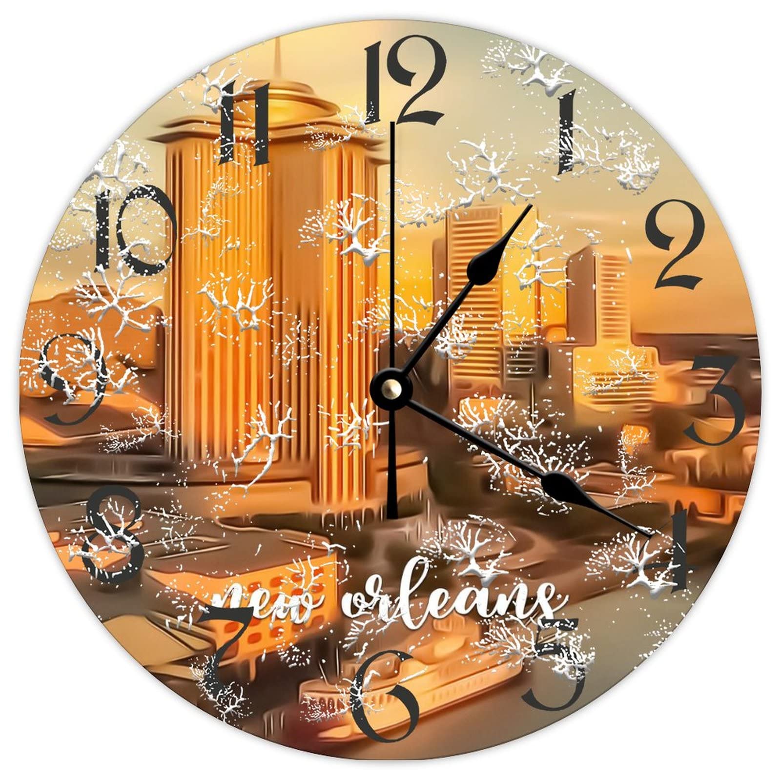 Horloge en bois de la Nouvelle-Orléans premium, mécanisme à quartz de précision pour intérieur
