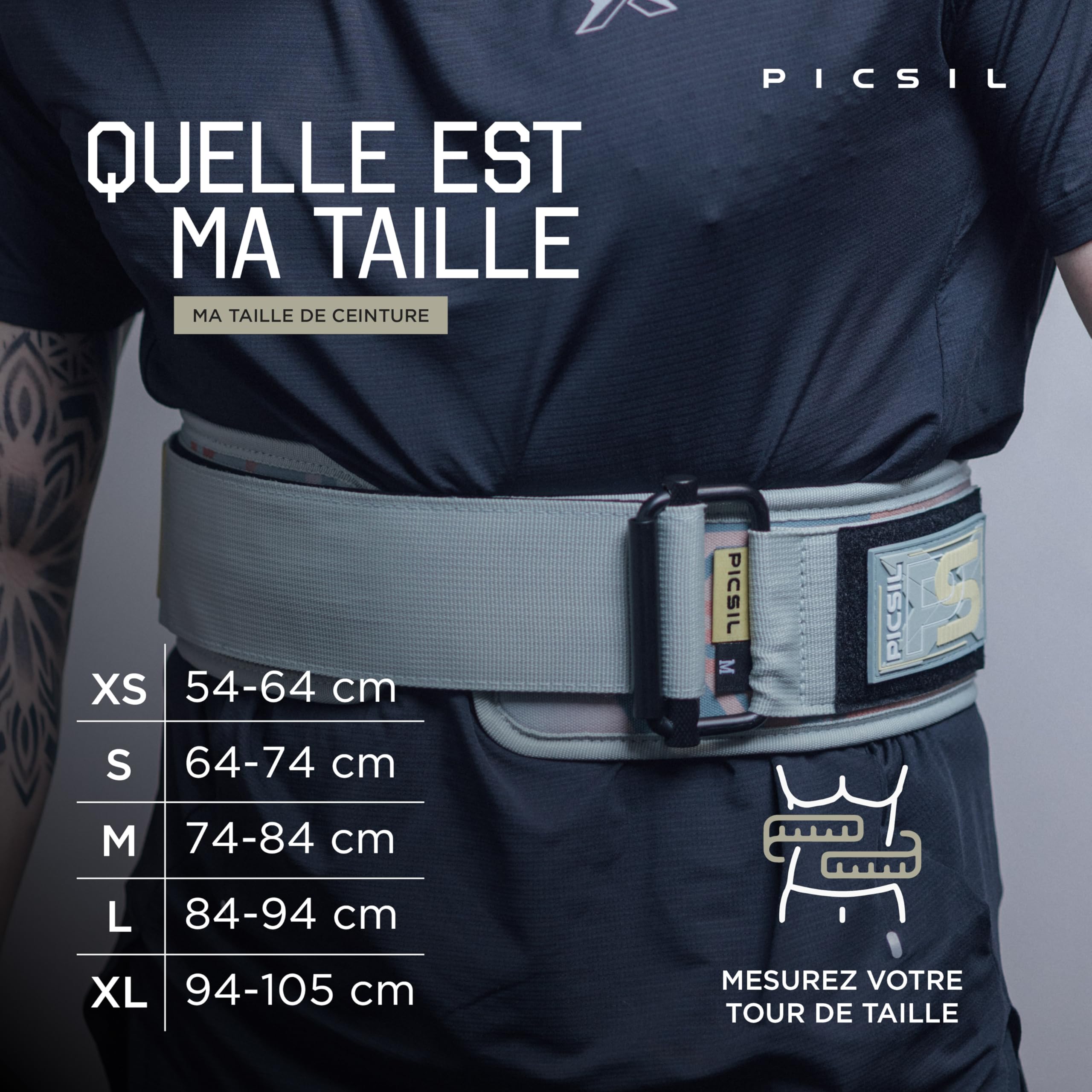 PICSIL - Ceinture Lombaire Lockpro en Néoprène, Support Powerlifting, Cross Training et Functional, Double Fermeture Réglable