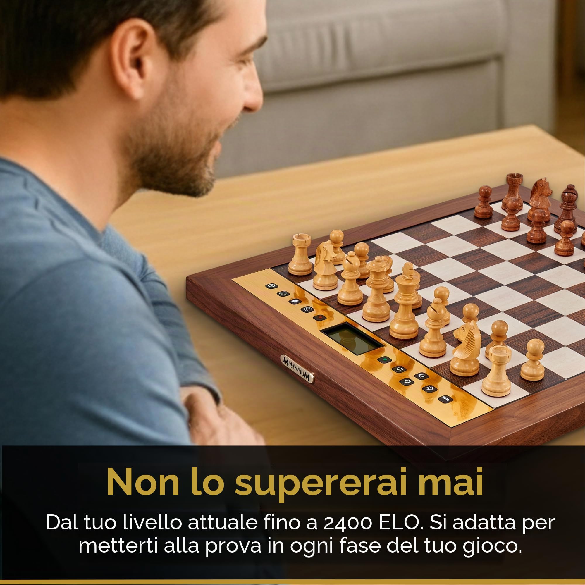 MILLENNIUM The King Performance M830: computer per scacchi dall'estetica raffinata in legno, facile da usare, con funzionalità versatili e regolazione automatica del livello di gioco