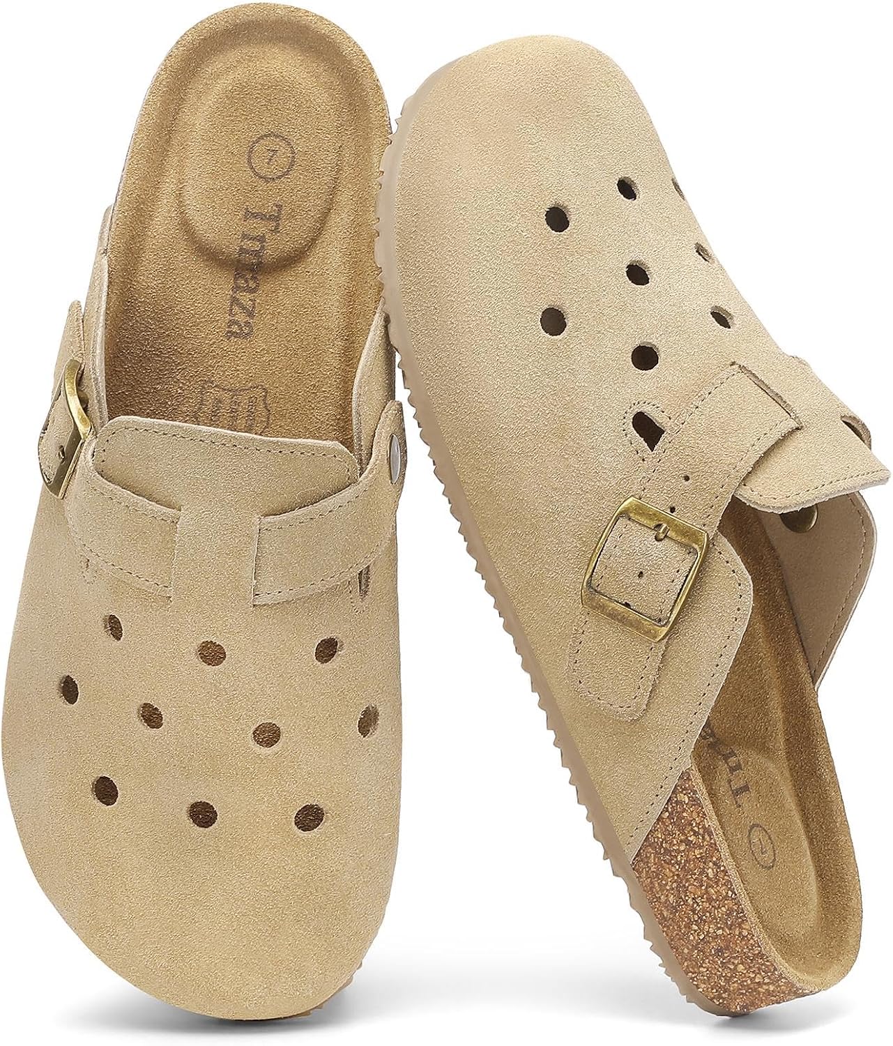 Womens 100% Genuine Suede Clogs Closed Toe Mules with Arch Support | Slip On Potato Shoes Memory Foam Footbed Comfortable Casual Sandals for Daily Wear