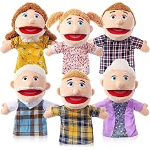 6 Pcs Family Members Hand Puppets Toy Set 12 Inch Mouth Opening Hand Puppet Plush Toys Role-Play Toy Puppets for Kids Storytelling Imaginative Pretend Play Teaching Preschool