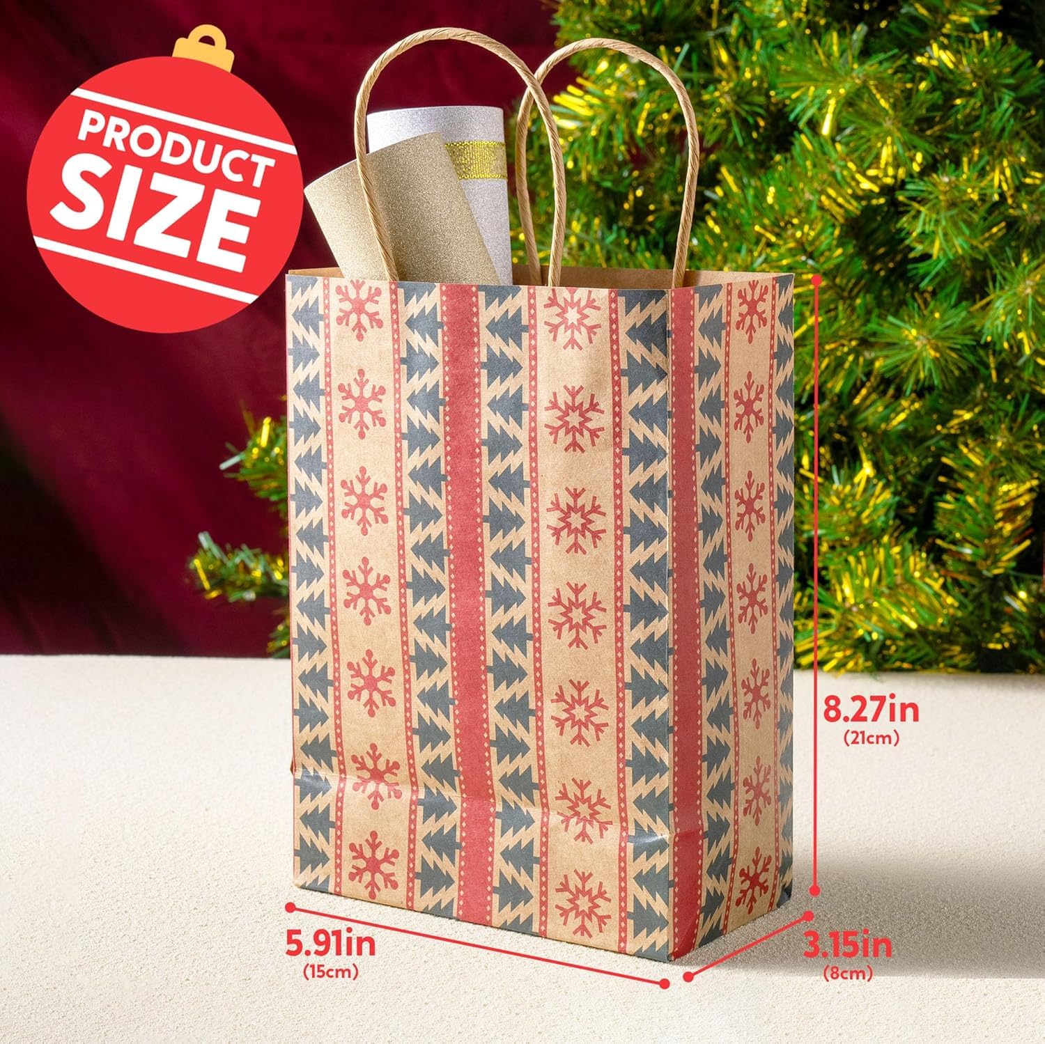 JOYIN Lot De 24 Sacs Cadeaux De Noël En Papier Kraft Pour