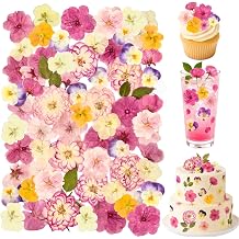 70 Pcs Pink Edible Flowers for Cakes, Dried Edible Pressed Flowers
