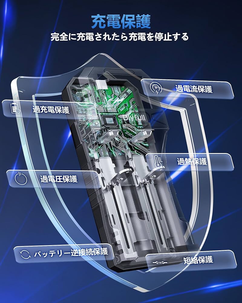 Amazon | Dlyfull 18650 充電器 リチウムイオン電池 充電器、LCD表示