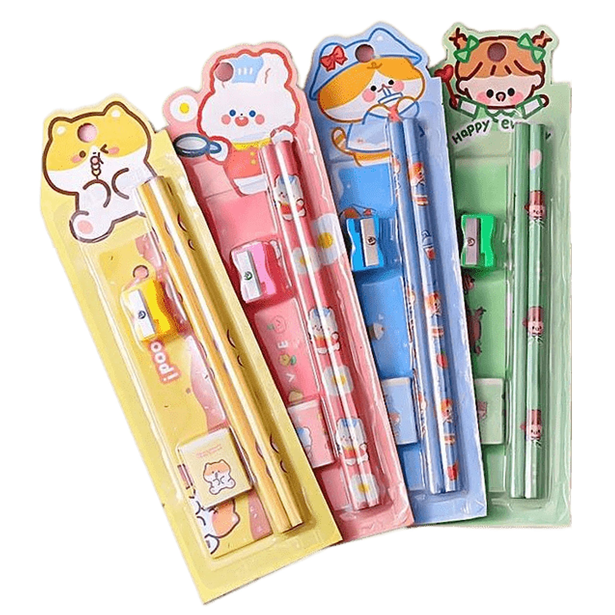 Silly Panda Teenagers and Students Must-Have Stationery Set Pencil Sharpener, Ruler, Eraser, and More