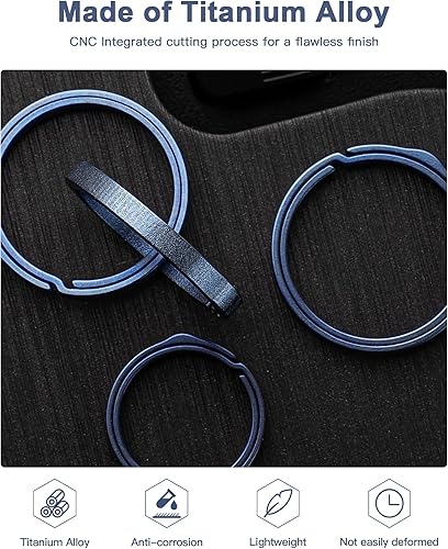 Miniatura 2 de TISUR Llavero de titanio, elegante kit de anillos divididos de empuje lateral de liberación rápida para llaveros, llavero resistente para placa de