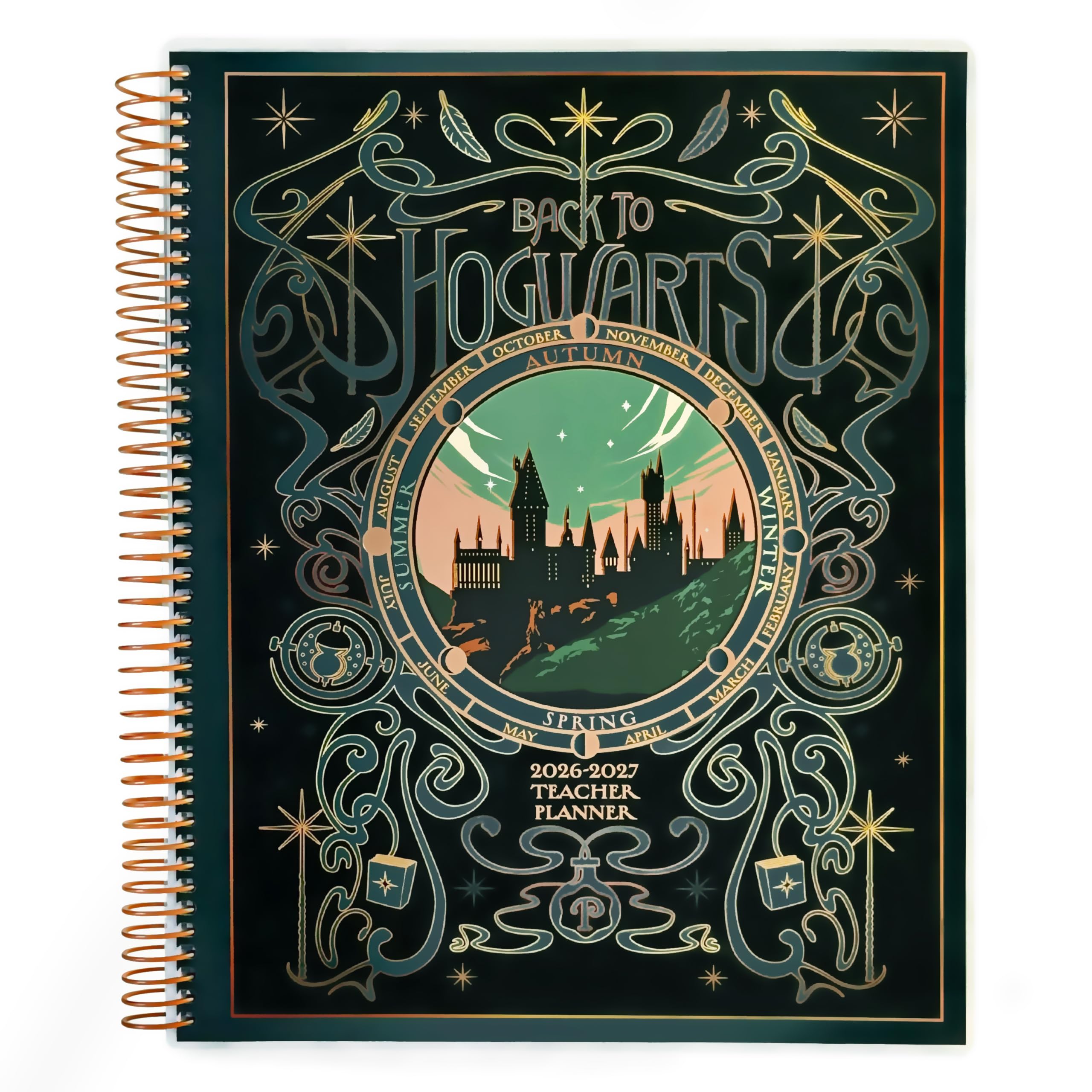 ConQuest Journals 2026-2027 Harry Potter Hogwarts, organizador académico de julio a junio, calendarios mensuales y semanales, listas de verificación, contactos y listas de estudiantes, 11.25 x 9.5