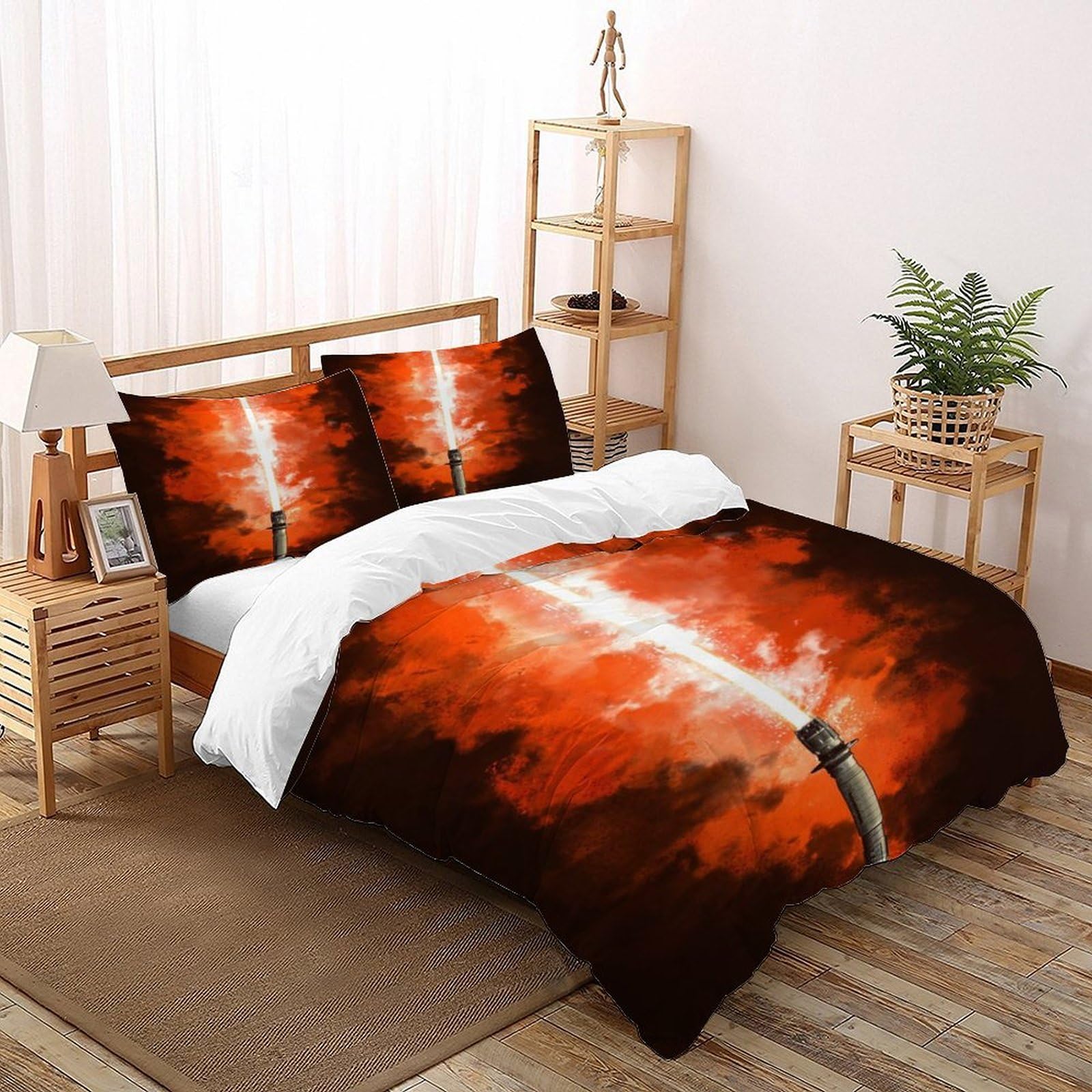 Linge de lit sabre laser flamme avec impression 3D haute définition