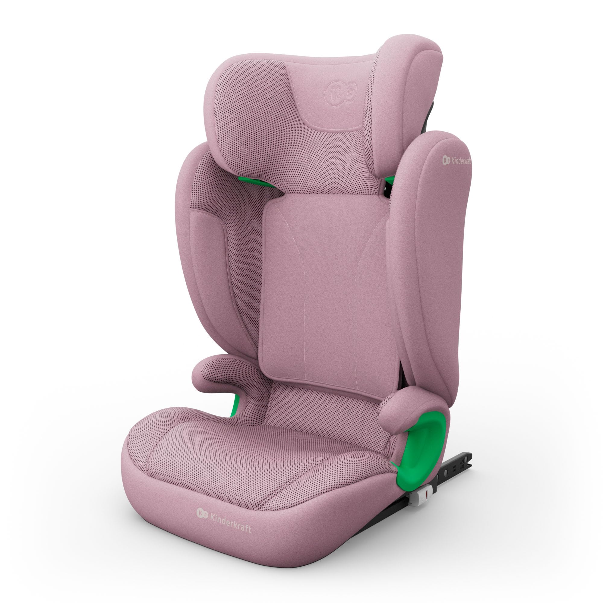 Kinderkraft JUNIOR FIX 2 PRO Kindersitz 100–150 cm, Verstellbare Kopfstütze, H-GUARD, SPS, ISOFIX und Gurtmontage, Atmungsaktiver AIR FLOW Bezug, Einfaches Anschnallen, Rosa