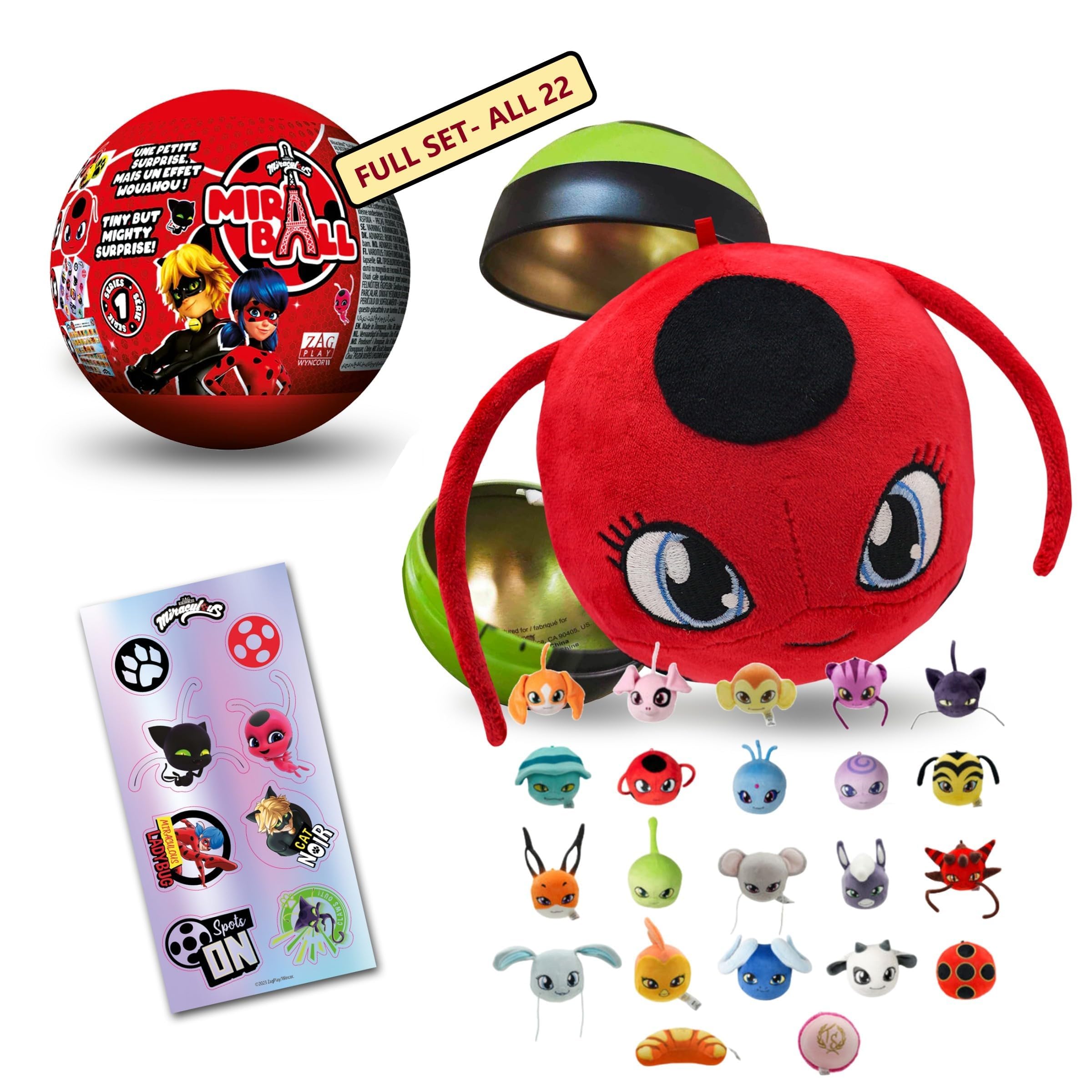 Miraculous MiraBall Sorpreses Catarina - Blind Capsule Toy with Expandable Memory Foam Plush and Stickers, Fun Mysterious Plush Ball for Collecting Kids, Memories of Children