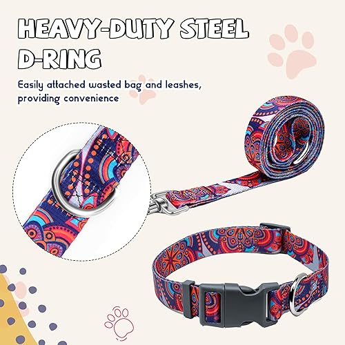 Miniatura 5 de Pawhuggies Juego de collar y correa de poliéster para perros de tamaño mediano, juego de collar y correa de perro con impresión de transferencia,