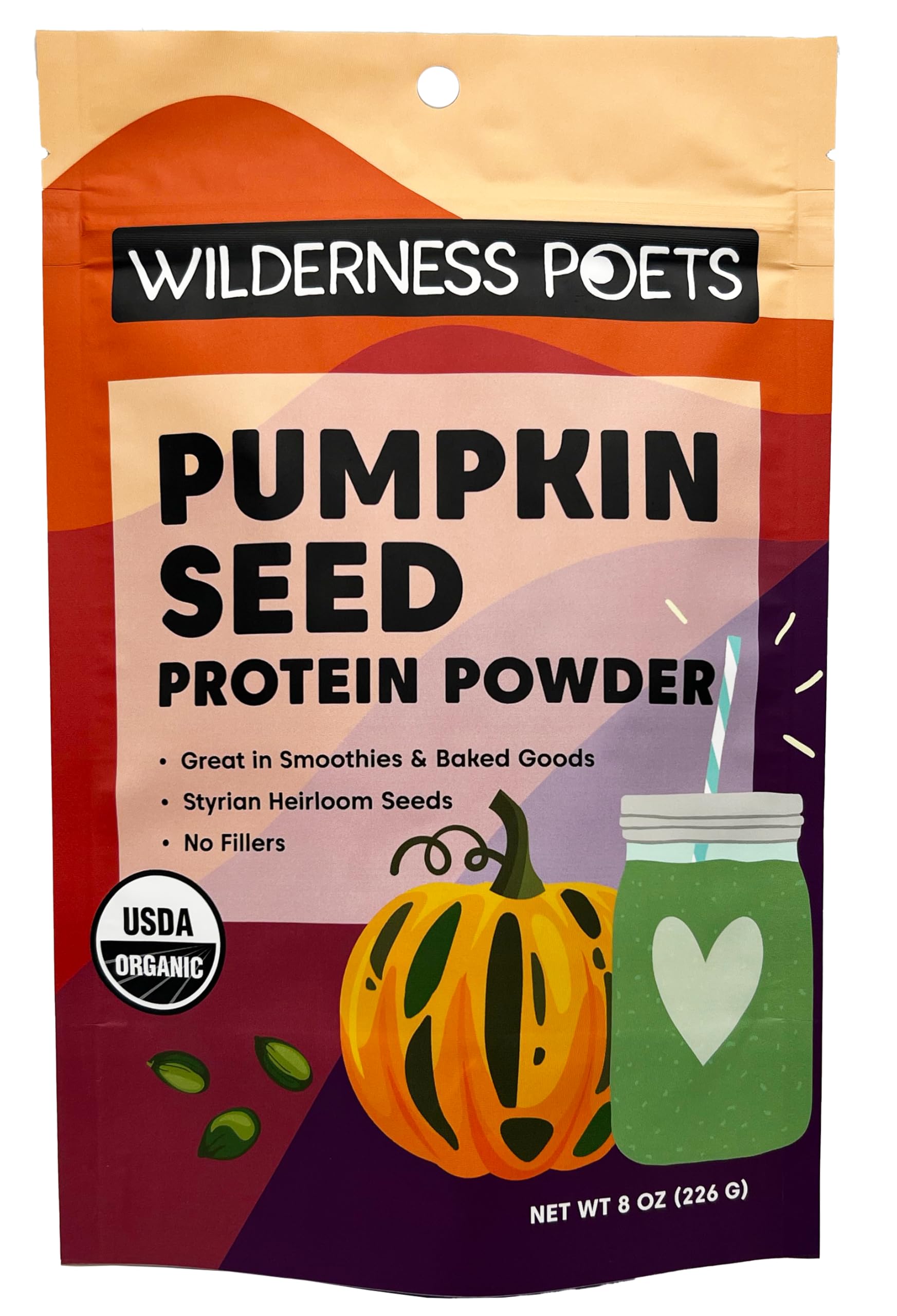 Wilderness Poets, Pumpkin Seed Protein Powder - Organic - Made from 100% Heirloom, Styrian Pumpkin Seeds Grown in Austria (8 Ounce)