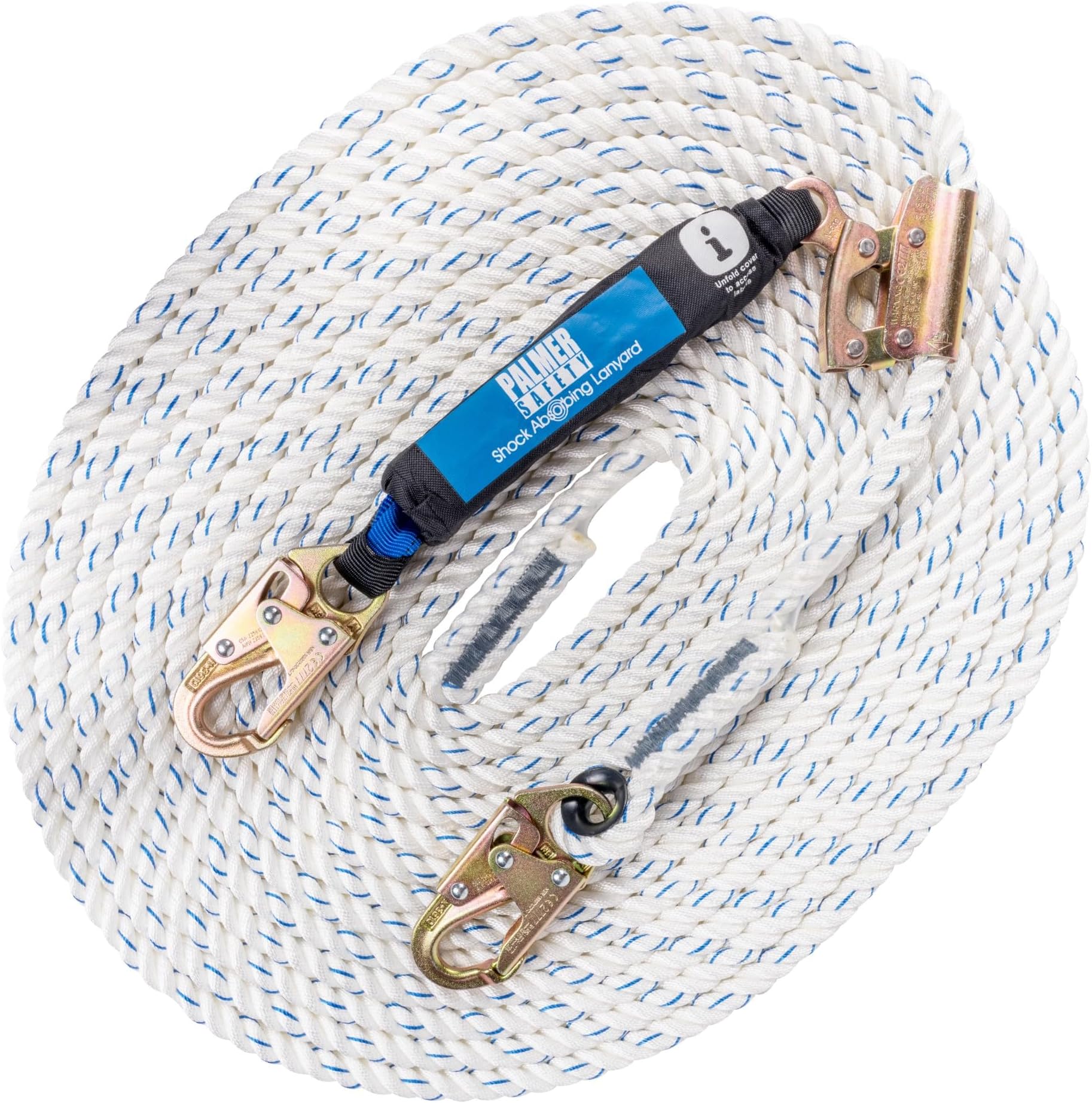 Palmer Safety Vertical Lifeline Assembly - 50FT Rope Harness Safety Lanyard with Rope Grab - Fall Protection Kit