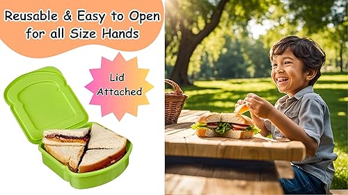 Miniatura 10 de Kitchen & Cabana Paquete de 4 recipientes para sándwiches de tamaño pequeño I Fun y fácil de abrir para manos de todos los tamaños (paquete de 4 -