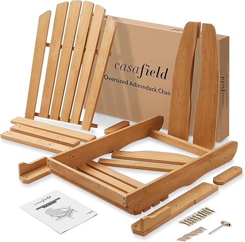 Miniatura 7 de Casafield Silla Adirondack plegable de gran tamaño, madera de cedro para exteriores, para patio, terraza, patio, césped y jardín, parcialmente