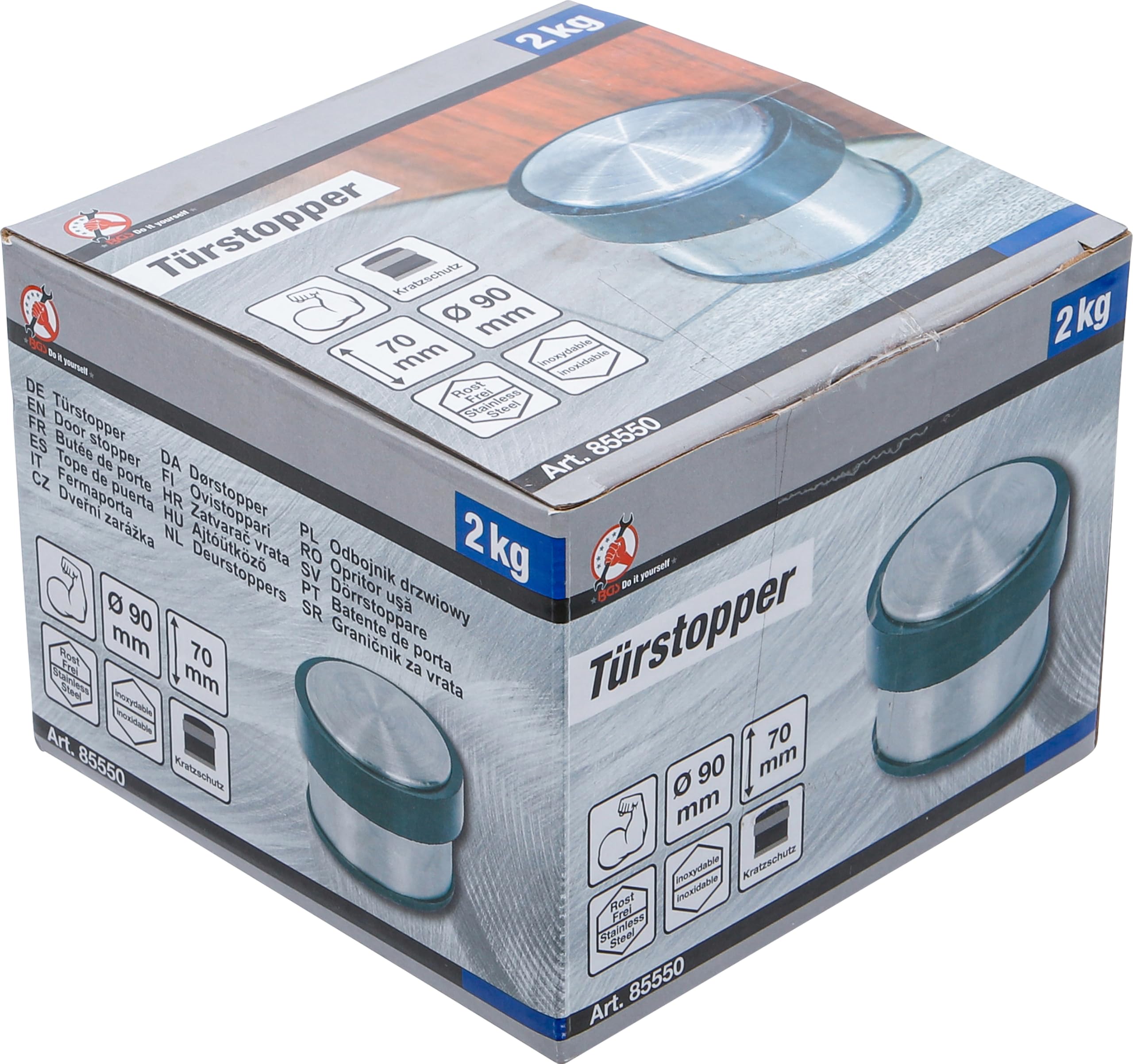 BGS Diy 85550 stoper do drzwi | stal nierdzewna | 90 x 70 mm | 2 kg