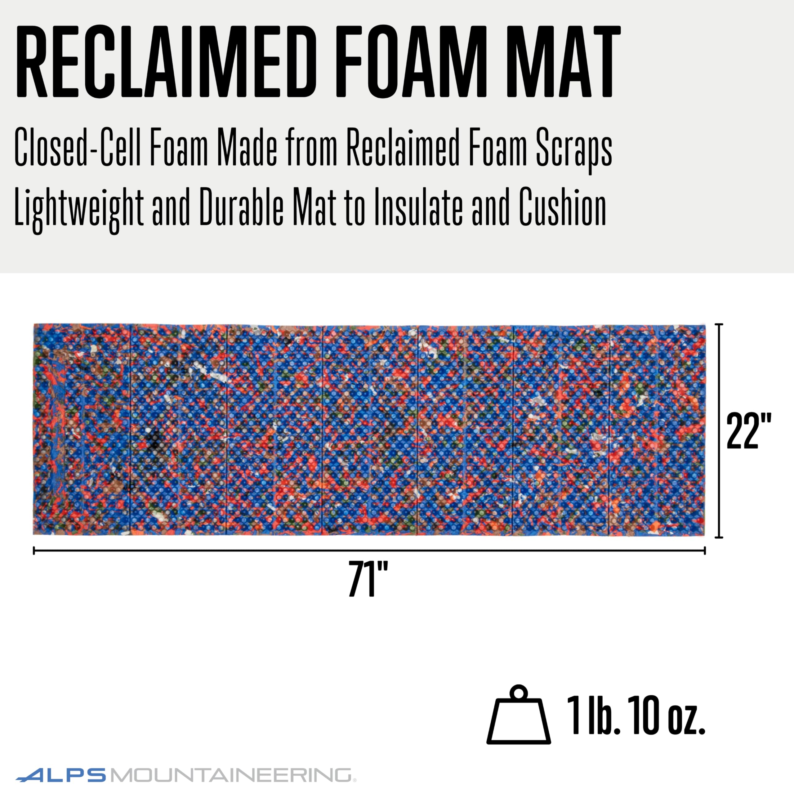 ALPS Mountaineering Reclaimed Folable Foam Mat, Confetti