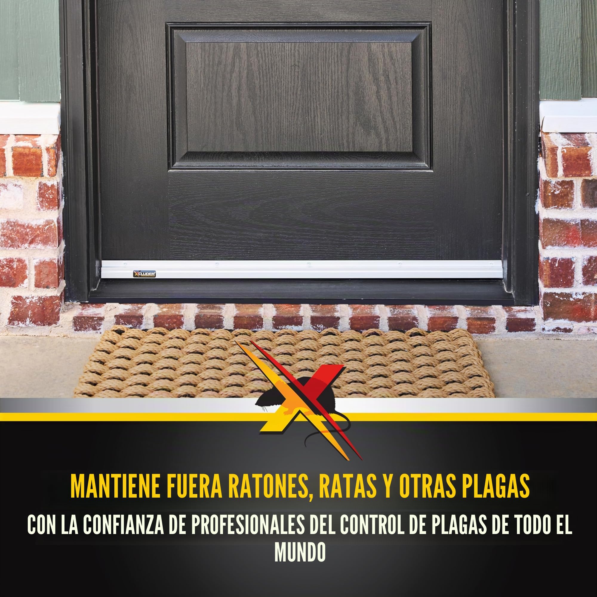 Xcluder Barrido de puerta de perfil bajo, aluminio, sella roedores y plagas, sellado mejorado contra la intemperie, fácil de instalar; sello de puerta protector de roedores; barrido de puerta a prueba