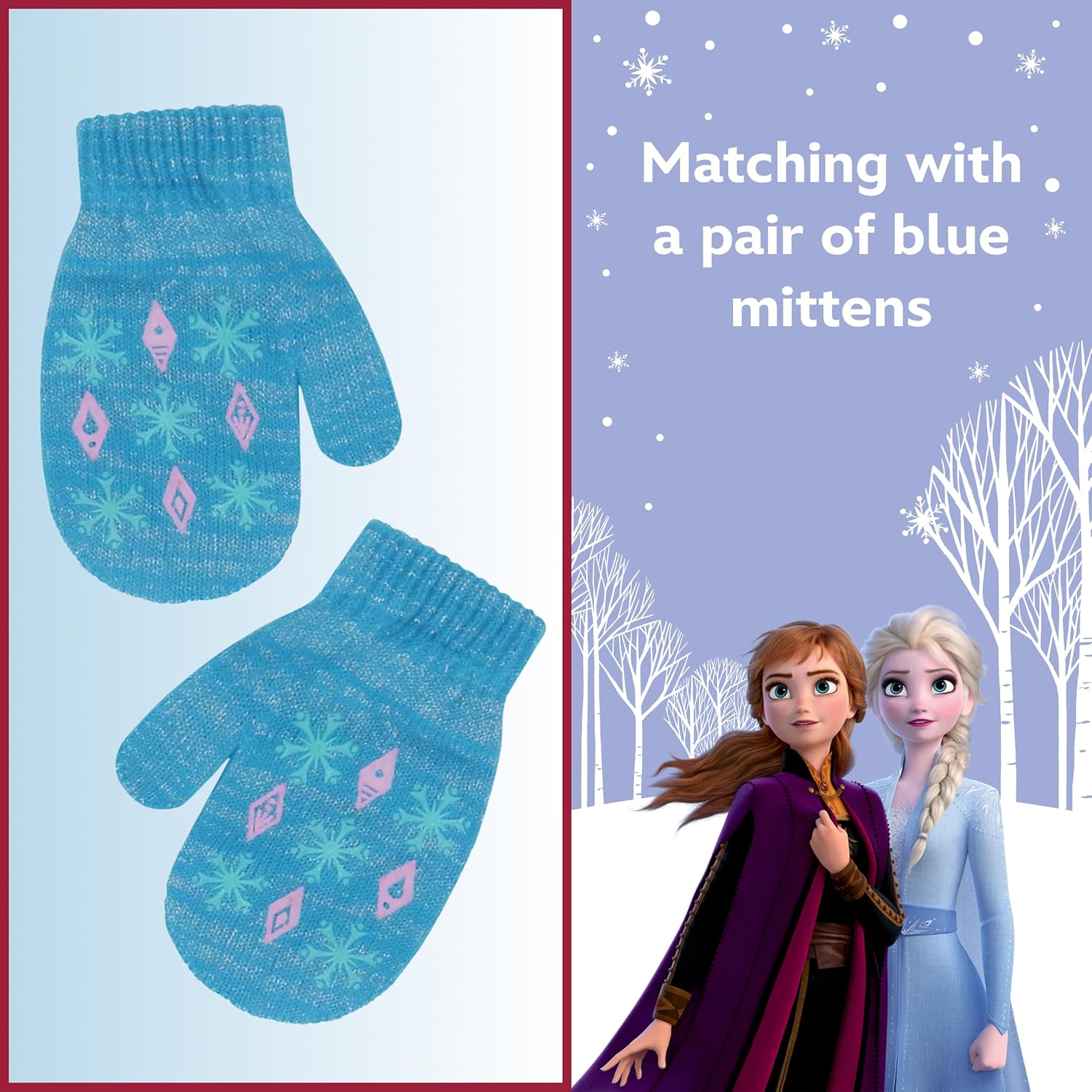 Disney Girls’ Winter Set: Ear Flap Beanie Hat, Gloves or Mittens: Elsa, Anna, Princess (Age: 2-7) - Image 4