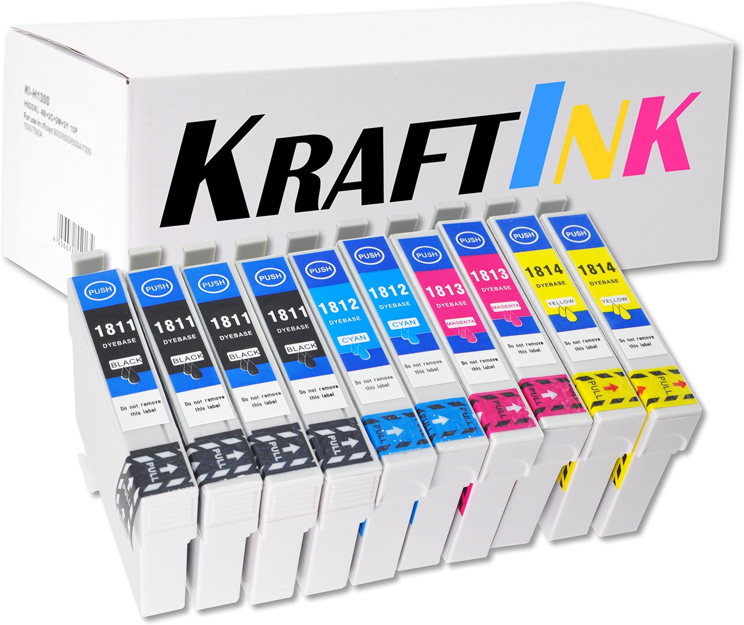 Kraftink 10 XL Ink Cartridges for Epson XP33 XP225 XP313 XP322 XP325 XP413 XP422 XP425 Black, 3 Cyan, 3 Magenta, 3 Yellow, C Y M B