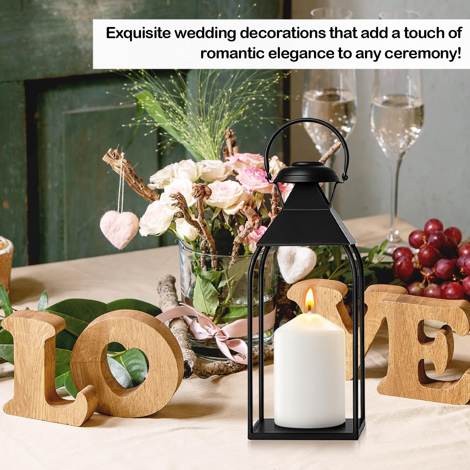 Lanterne Bougie Décorative Noire, 3 Pièces Lanternes Jardin pour Bougies Bougeoirs en Métal (sans Bougies), Lanternes Suspendues pour Intérieur Extérieur Fête de Mariage Maison Salon Cheminée