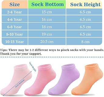 Duufin Girls Socks 12 Pairs Low Cut Ankle Socks for Girls 4-15 Years Old