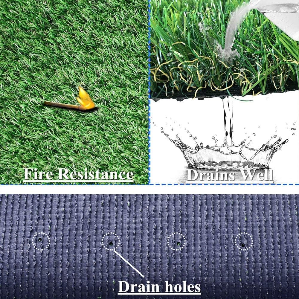 Artificial Grass Synthetic Lawn (0.7" Custom Sizes) -4FTx6FT Indoor/Outdoor Grass Carpet, Easy Installation Multi-use Astroturf Rug, Dog Turf with Drain Holes - Image 4