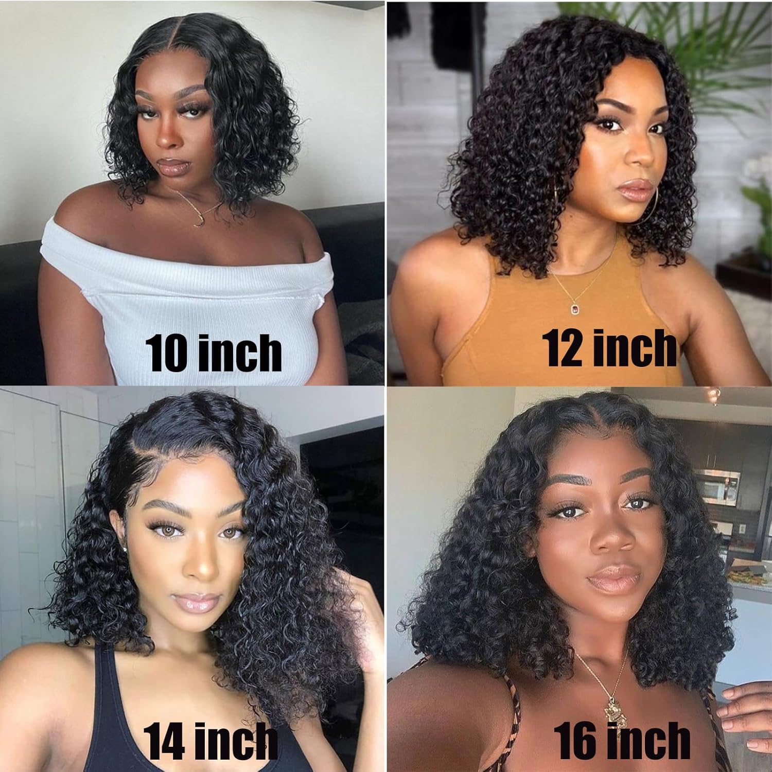 Wear and Go Glueless Bob Wigs Human Hair Pre Plucked Pre Cut Water Wave Curly Bob Wig Human Hair Glueless Short 4×4 Lace Front Wigs Human Hair For Black Woman Natural Black 16inch 180% Density