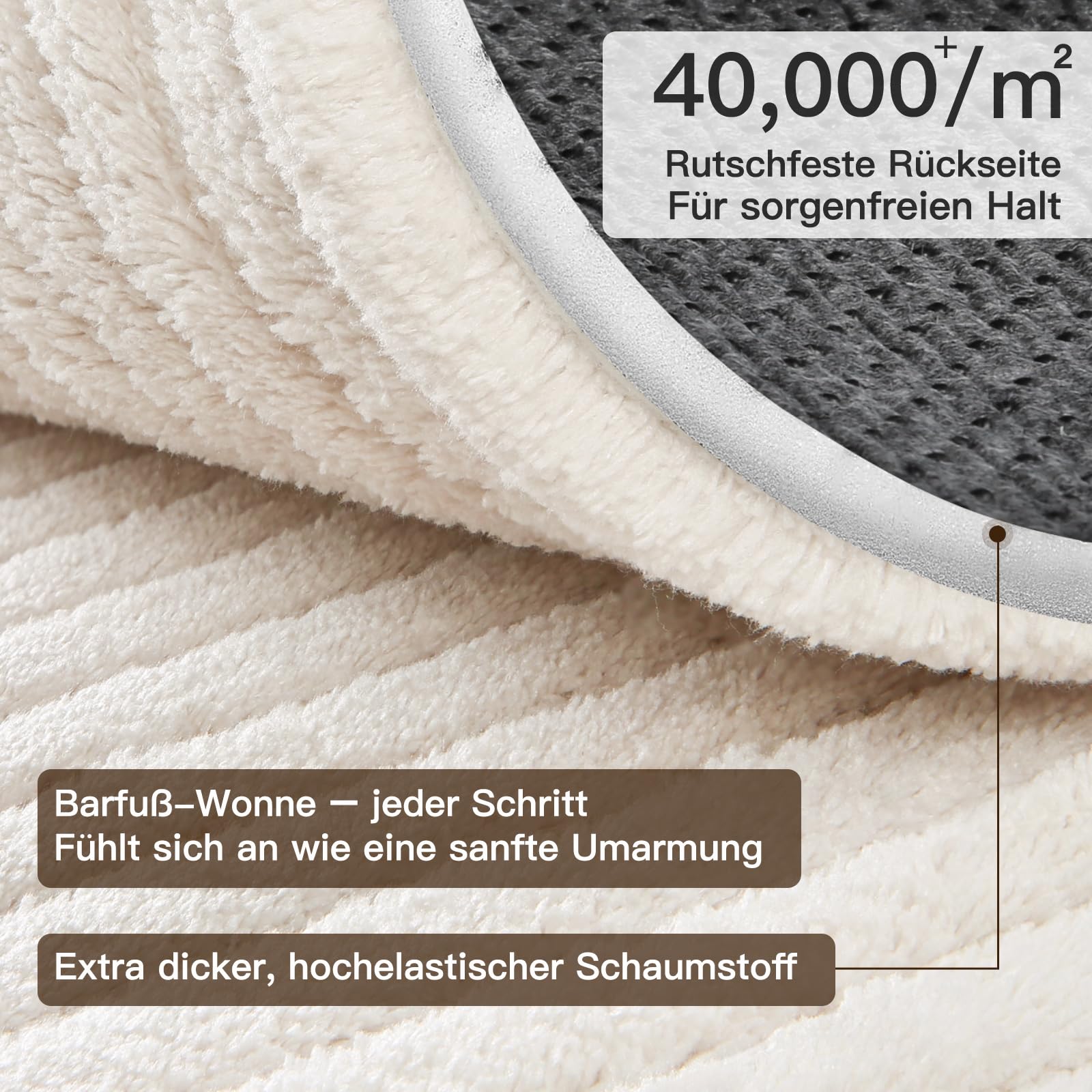 Treeboy Teppich Wohnzimmer 200x300 cm, Creme 3D Geometrisch Waschbare Teppiche Schlafzimmer, Teppich Kurzflor, Weich Flauschig, rutschfest, Modern, Extra Großer für Kinderzimmer Jugendzimmer